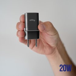 Allity Laddare, 1x USB-C, 1x USB-A, 20W - Svart