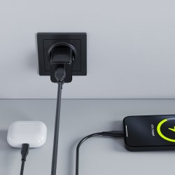 Allity Laddare, 1x USB-C, 1x USB-A, 20W - Svart