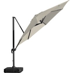 Hängparasol Ø3,5m inkl. fot m/hjul+överdrag, beige
