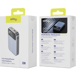 Allity Powerbank, 33W, 10000 mAh - Grå