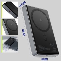 Allity Trådlös powerbank, 20W, 10000 mAh - Grå