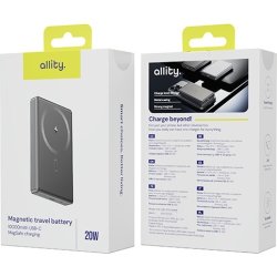 Allity Trådlös powerbank, 20W, 10000 mAh - Grå