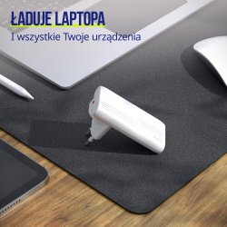 Allity Laddare, 1x USB-C, 1x USB-A, 65W - Vit