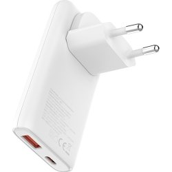 Allity Laddare, 1x USB-C, 1x USB-A, 65W - Vit