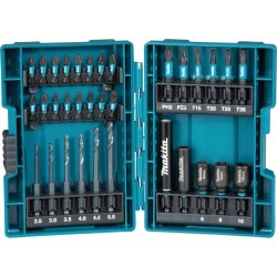Makita Borr-/bitssats med 33 delar, Impact Black