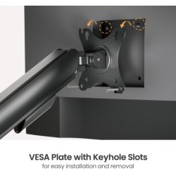 eStuff dubbel skärmhållare, svart - för skrivbord