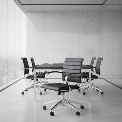 Rico konferensstol i svart PU med kromstativ