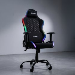 GIANT Gamingstol, RGB-ljus, svart