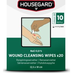 Housegard Sårservetter, NaCl 0,9% - (20-pack)