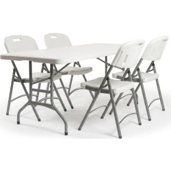 Park fällbara bord L150xB76xH74 cm, vitt/grått