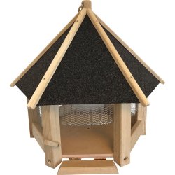 CARE-Bird Fågelmatare, trä med nät, svart tak
