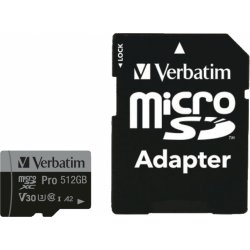Verbatim Micro SDXC-kort, 512GB - Adapter