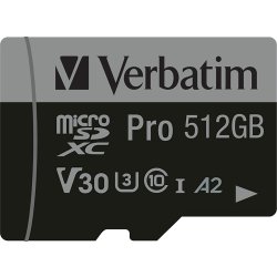 Verbatim Micro SDXC-kort, 512GB - Adapter