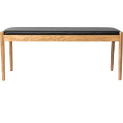 NordicLine Bänk, ek, stoppad sits, natur/svart
