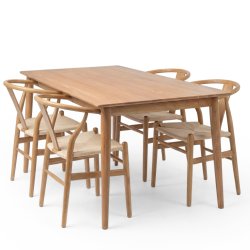 NordicLine matsalsset med 4 stolar med flät, ek