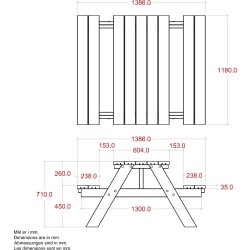 Plus Bistro bord-bänksats, 118 cm, Natur