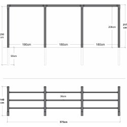 Plus Arcade Pergola modell 2, 3 fack, svart/svart