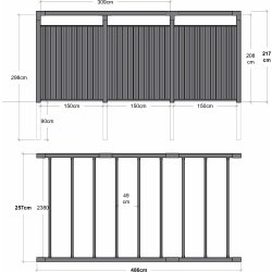 Plus Arcade Pergola modell 6 m. staket, svart