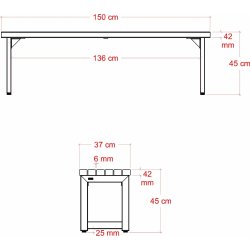 Plus Trend Living Plankbänk, Thermowood/svart