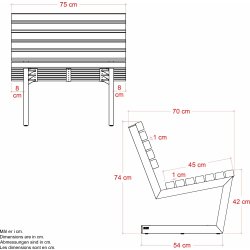 Plus Siesta Living Loungestol, 75 cm, svart