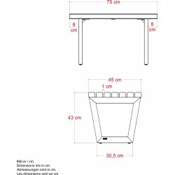 Plus Siesta Living Loungeskam / bord, 75 cm, svart