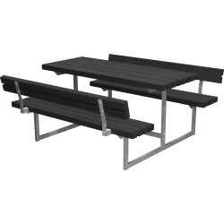 Plus Basic Jr bord/bänkset+ryggstöd, svart 118cm