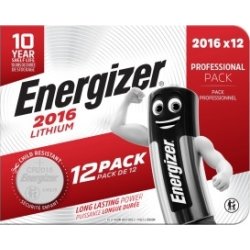 Energizer Litium CR2016 knappcellsbatteri, 12 st