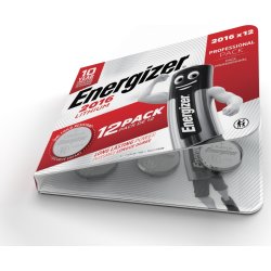 Energizer Litium CR2016 knappcellsbatteri, 12 st