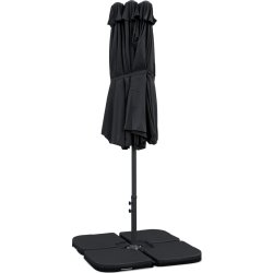 Dubbelparasoll, 450x264cm-inkl. fot+överdrag/svart