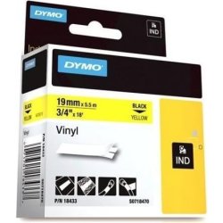 Dymo Rhino Vinyltape 19mm, svart på gul