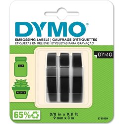 Dymo 3D präglingstape med lim, 9 mm, svart, 3 st
