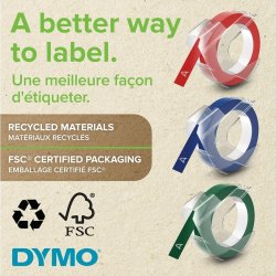 Dymo 3D präglingstape med lim, 9 mm, svart, 3 st