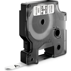 Dymo D1 etikettape, 9 mm, svart på vit