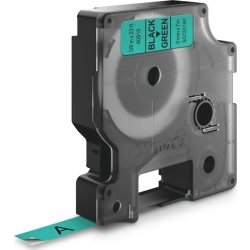 Dymo D1 etikettape, 9 mm, svart på grön