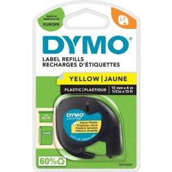 Dymo Letratag etikettape, 12 mm, svart på gul