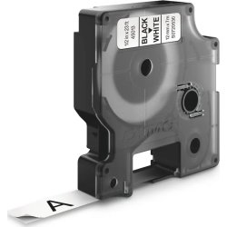 Dymo D1 etikettape, 12 mm, svart på vit