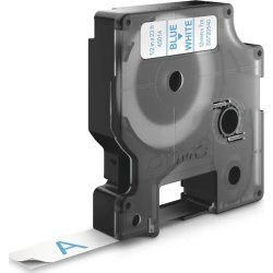 Dymo D1 etikettape, 12 mm, blå på vit
