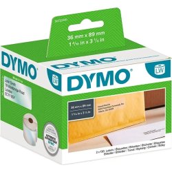 Dymo LW adressetikett i plast, 36x89 mm