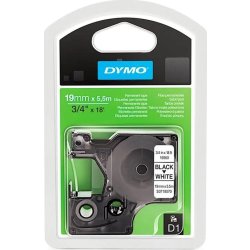 Dymo D1 polyestertape, 19 mm, svart på vit