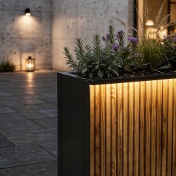 Herstera Blomlåda m/ljus, utomh., m/trä, 120x40x80