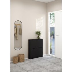 Skoskåp BudgetLine 2 fällbara luckor 2 fack Svart