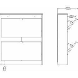 Skoskåp BudgetLine 2 fällbara luckor 2 fack Svart