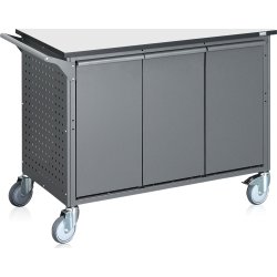 Avfallssorteringsvagn, 6 behållare, 300 L, grå