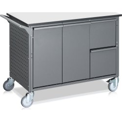 Avfallssorteringsvagn, 8 behållare, 280 L., grå