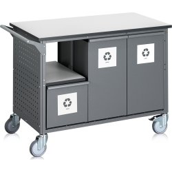 Avfallssorteringsvagn, 6 behållare, 240 L, grå