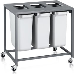 Sorteringsvagn Light, 3 behållare, 180 L.