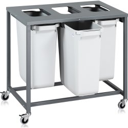 Sorteringsvagn Light, 3 behållare, 180 L.