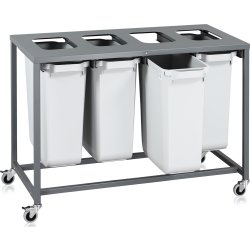Sorteringsvagn Light, 4 behållare, 240 L.