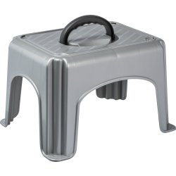 Trappstolpe med handtag, silver/svart