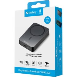 Sandberg Powerbank, Magnet, Trådlös - 10000 mAh